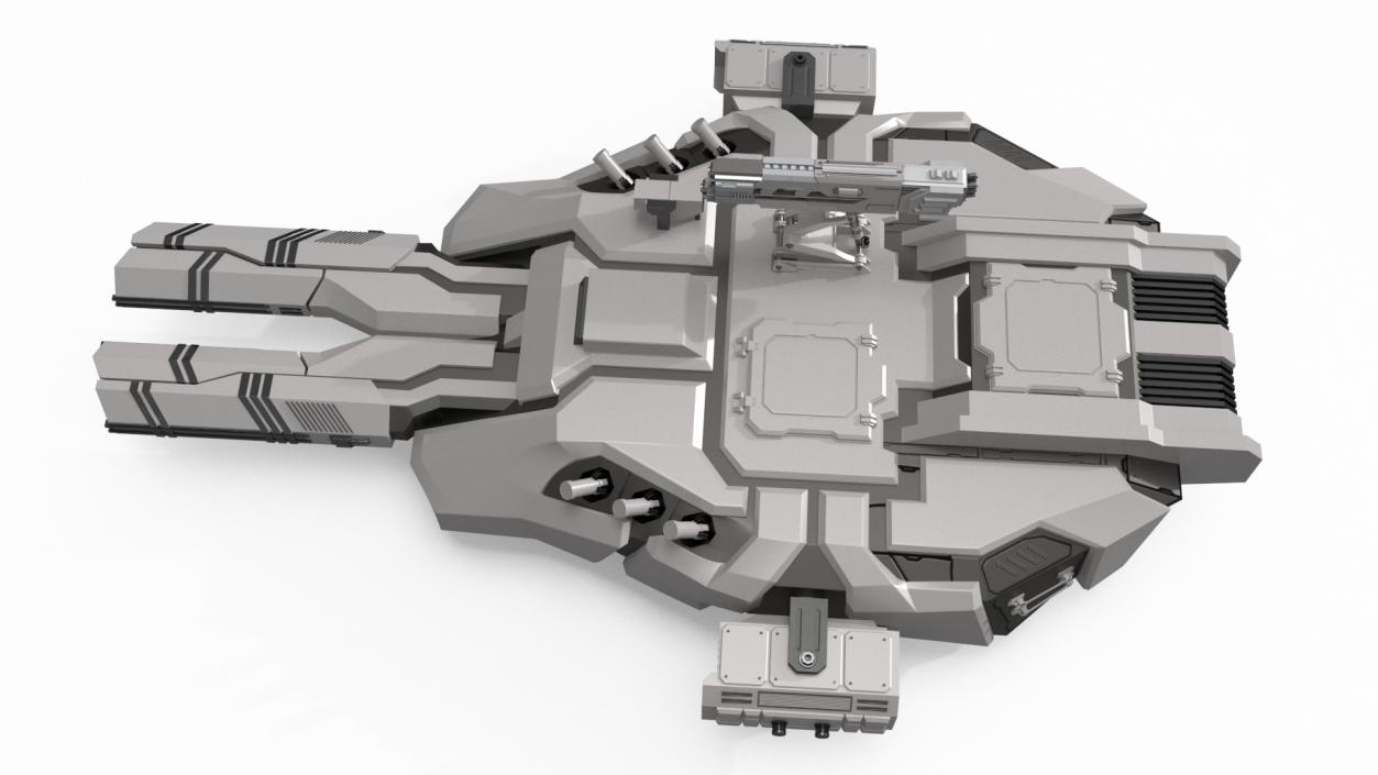 Sci Fi Heavy Turret White 2 3D