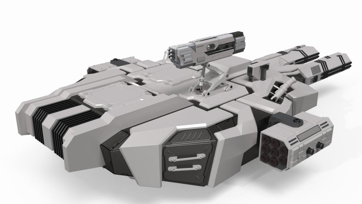 Sci Fi Heavy Turret White 2 3D