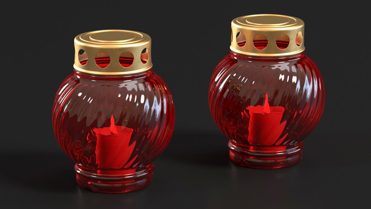 3D model Memorial Grave Candle Lamp Red