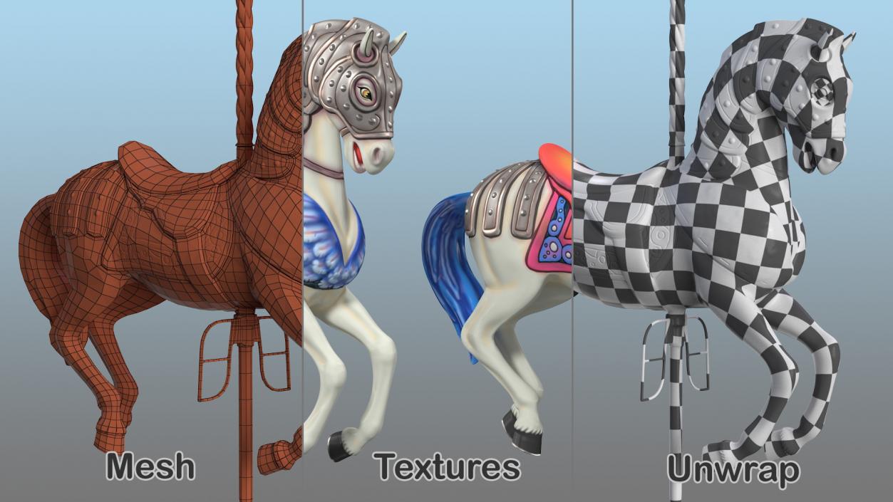 3D model Carousel Horse White