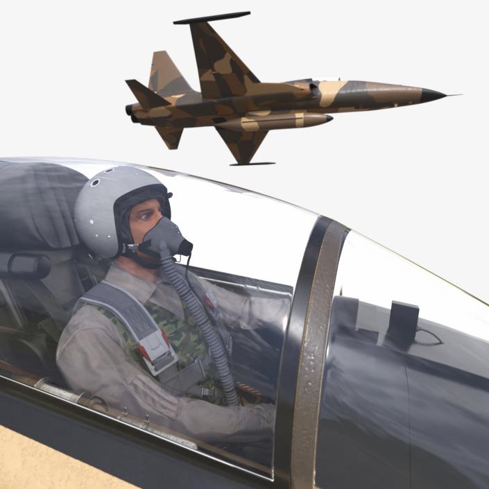 3D model Combat Fighter with Pilot in Flight