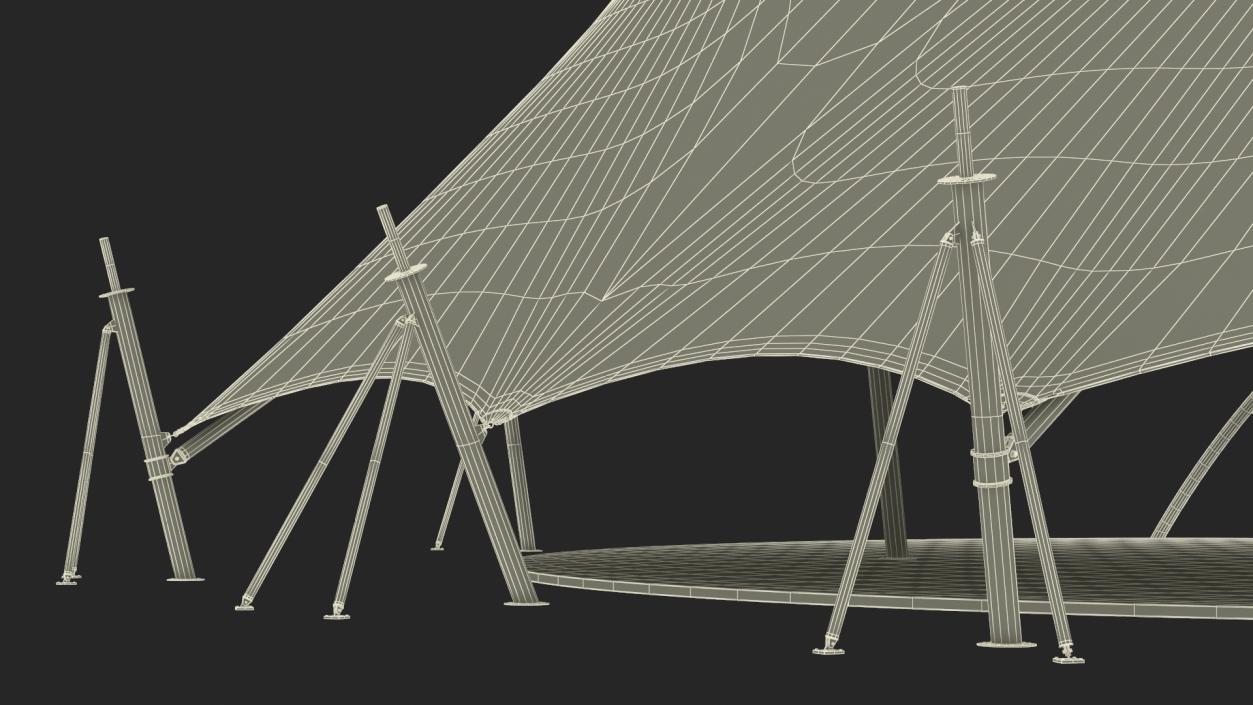 Tensile Structure Tent Blue 2 3D model