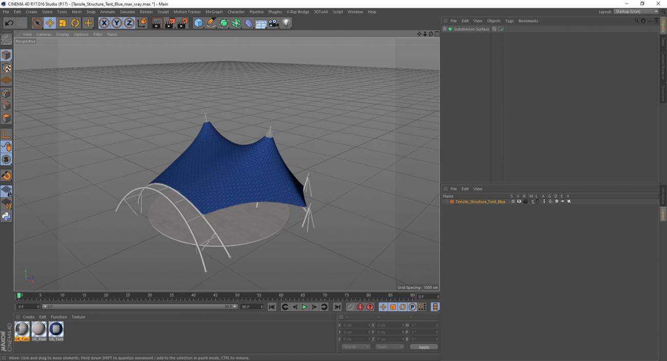 Tensile Structure Tent Blue 2 3D model