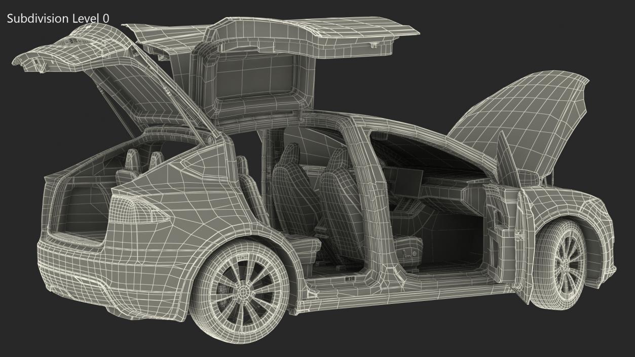 3D Tesla Model X Plaid Rigged