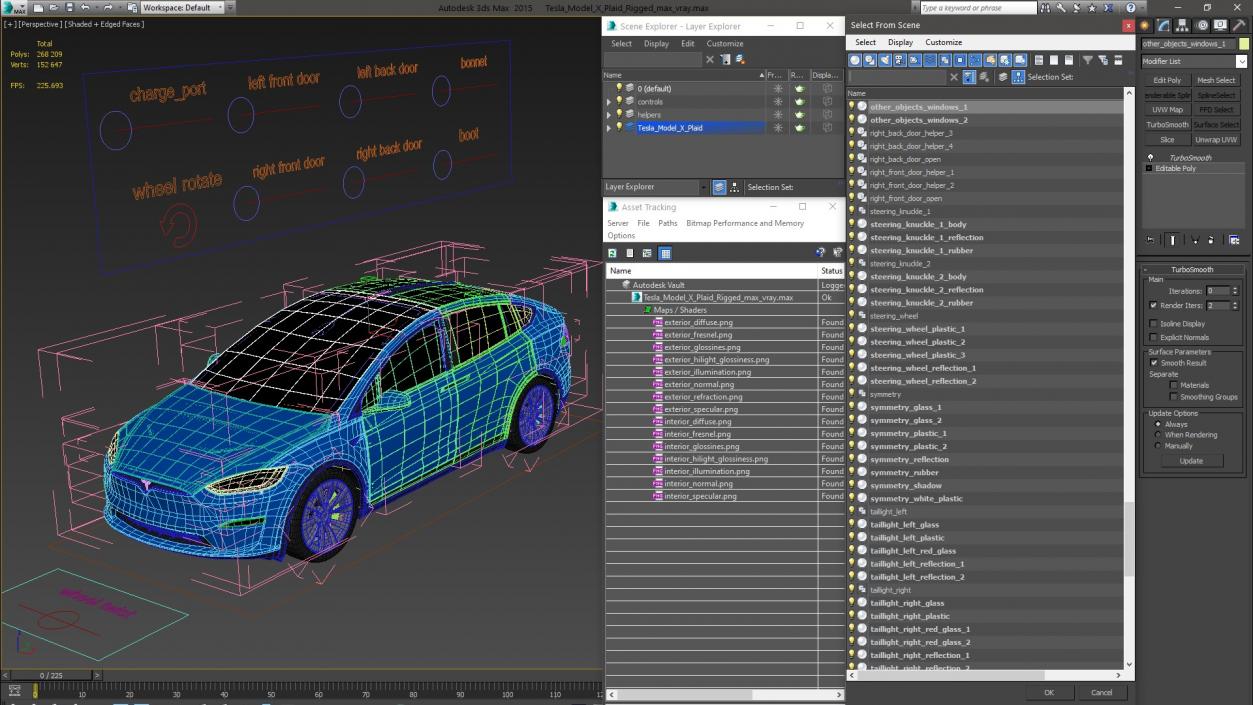 3D Tesla Model X Plaid Rigged