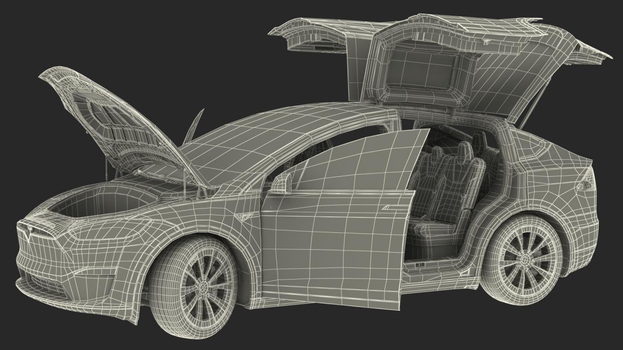 3D Tesla Model X Plaid Rigged