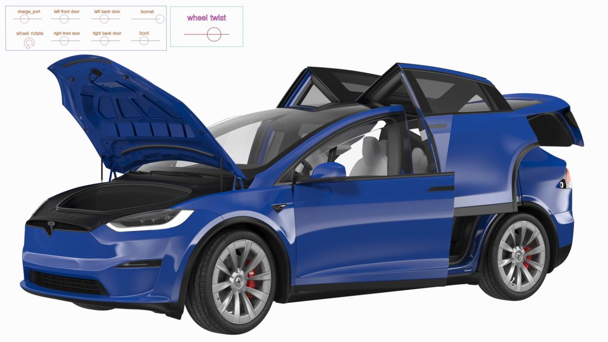 3D Tesla Model X Plaid Rigged