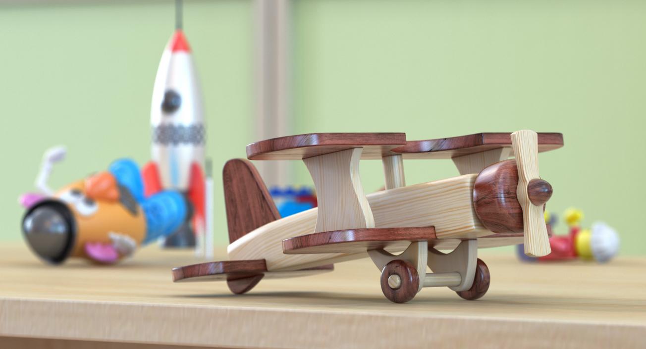 Wooden Airplane Toy 3D model