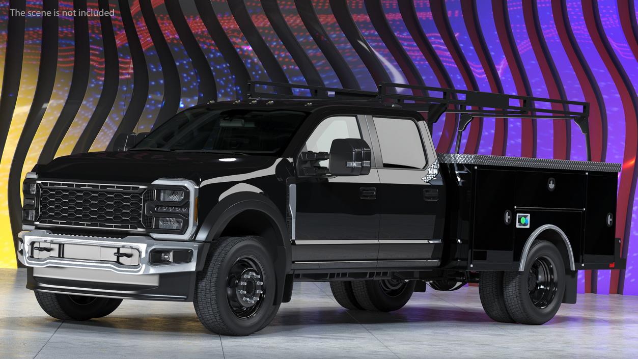 Pickup Chassis Cab Black with Service Body 3D