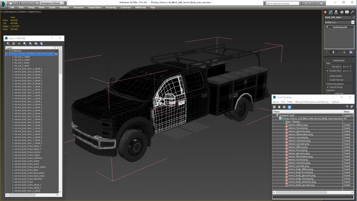 Pickup Chassis Cab Black with Service Body 3D