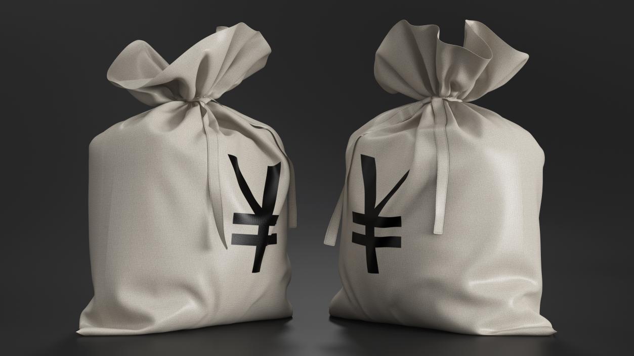 3D Money Bag Japanese Yen Currency