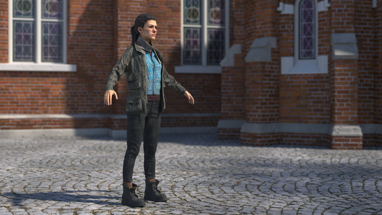 3D Homeless Woman A-Pose