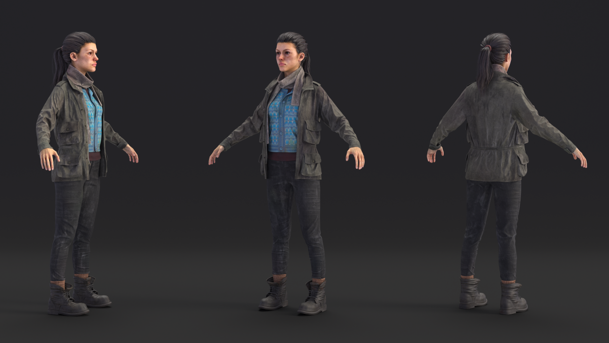 3D Homeless Woman A-Pose