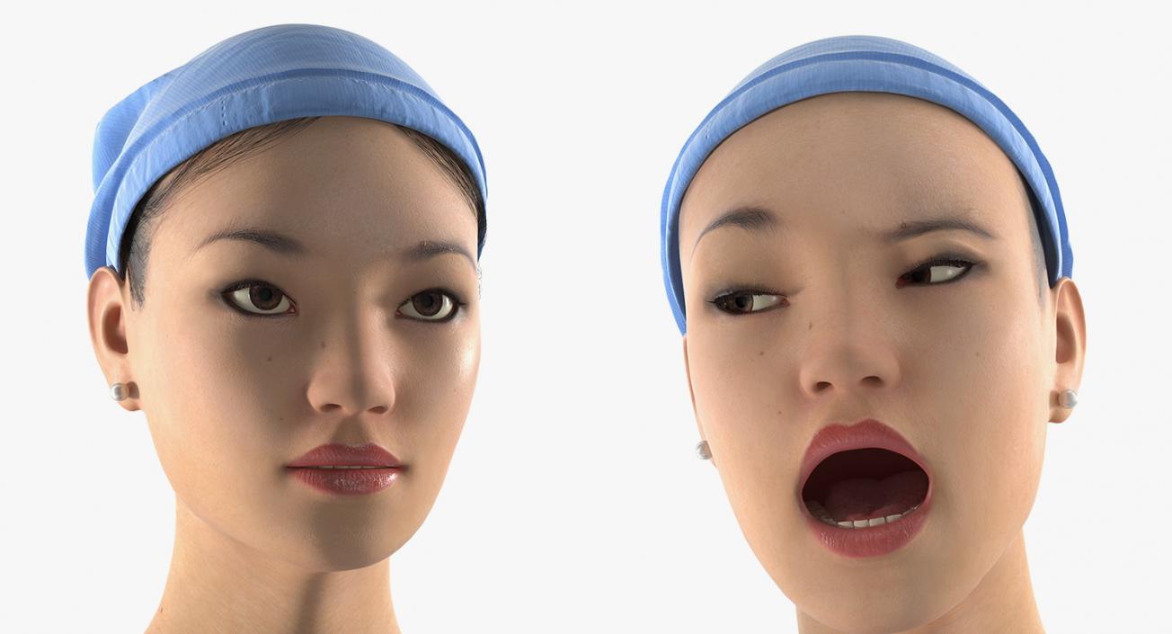 3D Asian Female Surgeon Stained with Blood 2 Rigged model