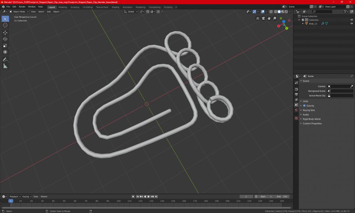 Footprint Shaped Paper Clip 3D