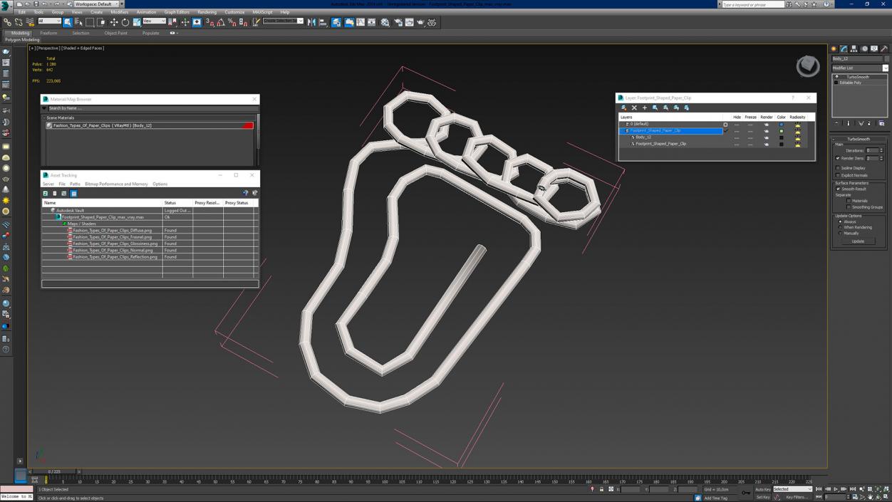 Footprint Shaped Paper Clip 3D