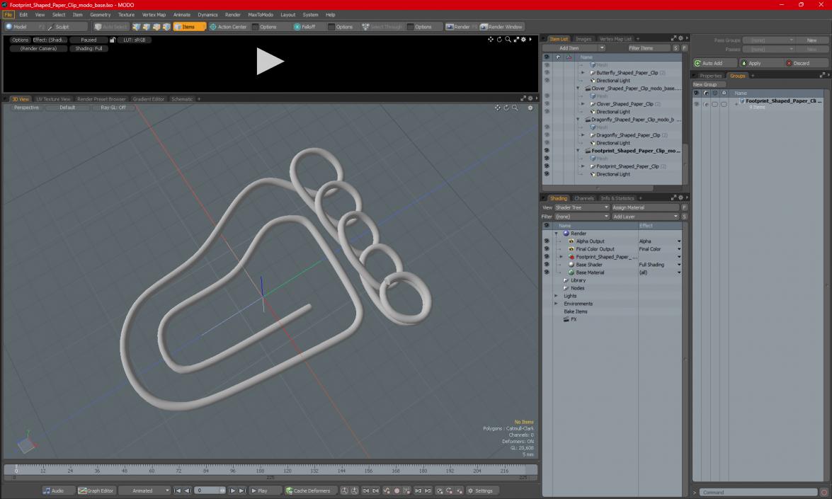 Footprint Shaped Paper Clip 3D