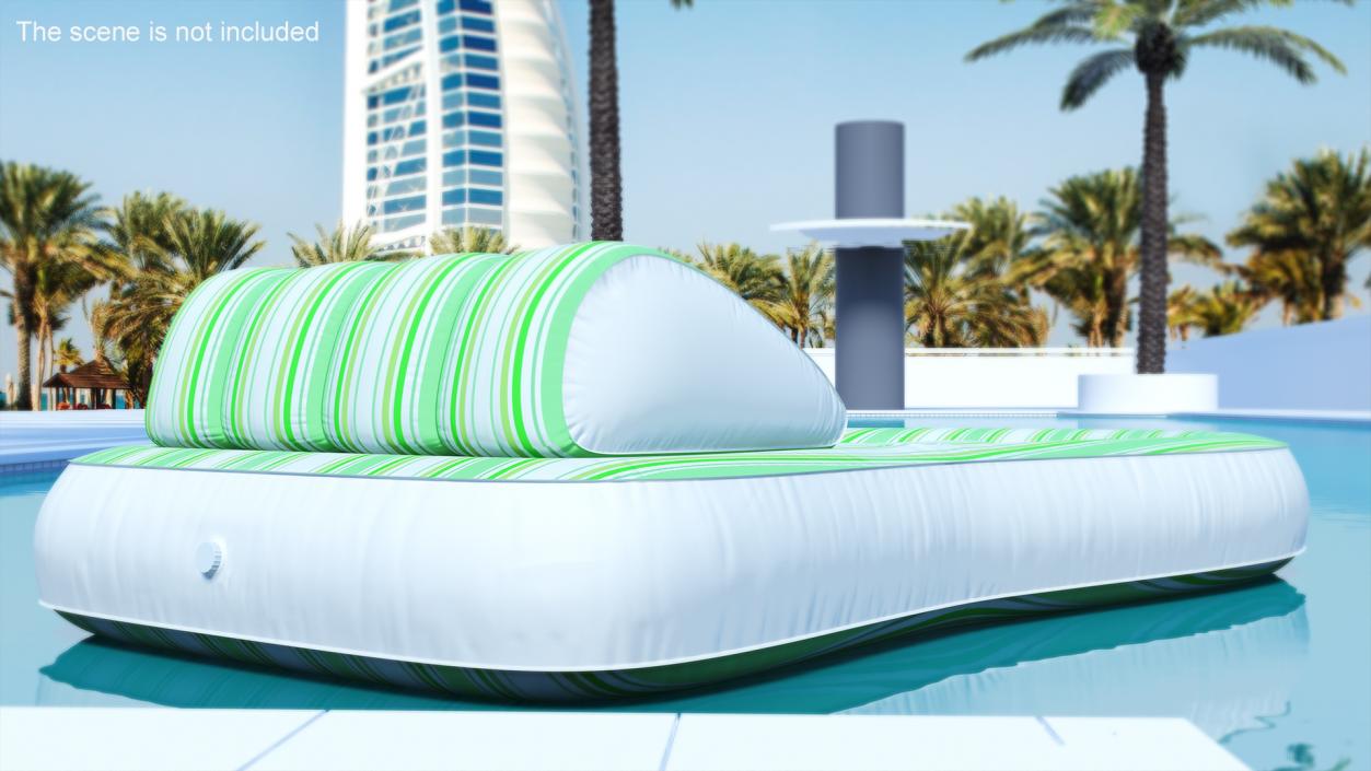 Inflatable Floating Lounge Raft With Built in Pillow 3D