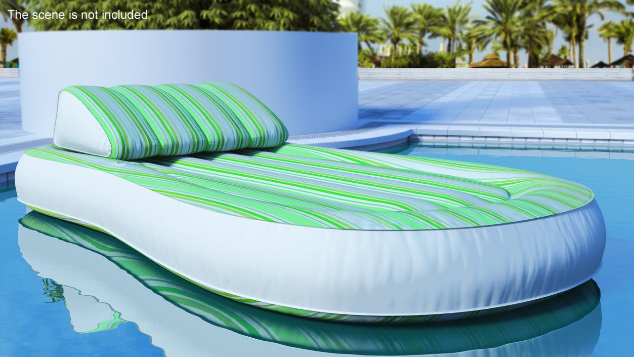 Inflatable Floating Lounge Raft With Built in Pillow 3D