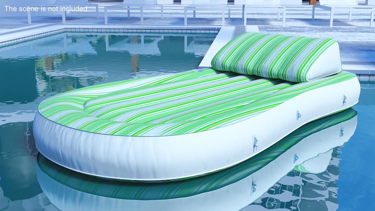 Inflatable Floating Lounge Raft With Built in Pillow 3D