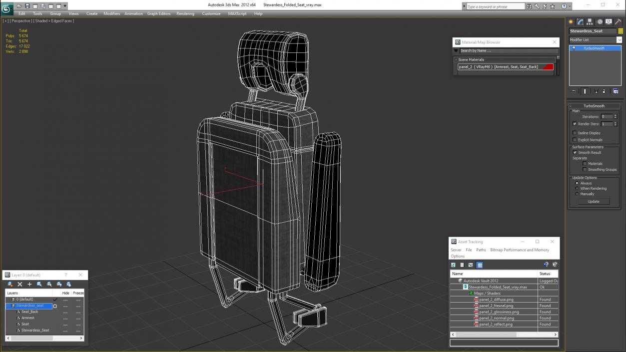 Stewardess Folded Seat 3D