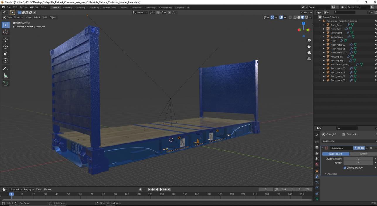 3D model Collapsible Flatrack Container