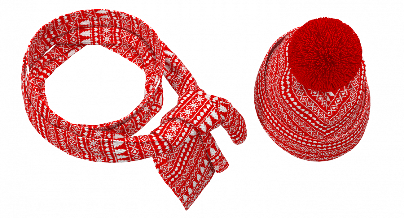 3D Christmas Hat and Scarf model