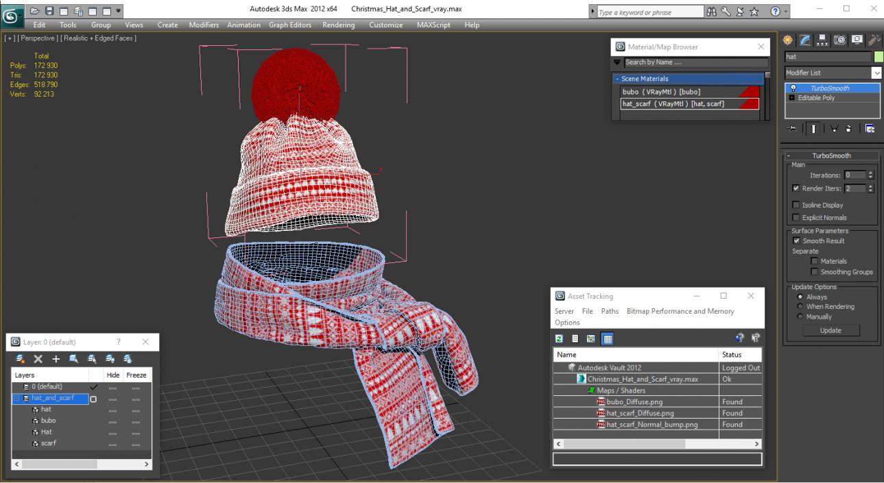 3D Christmas Hat and Scarf model