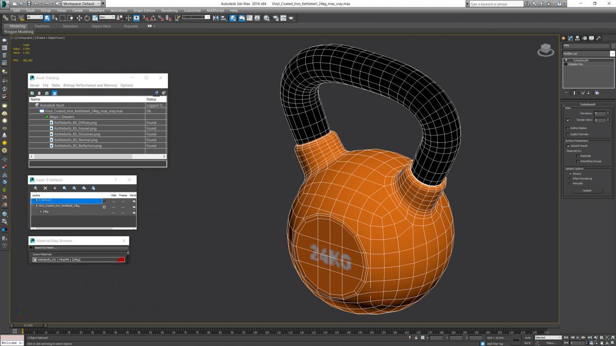 3D Vinyl Coated Iron Kettlebell 24kg model