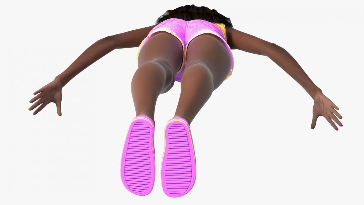 3D Beach Style Young Black Woman T Pose