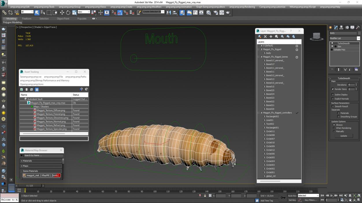 Maggot Fly Rigged 3D