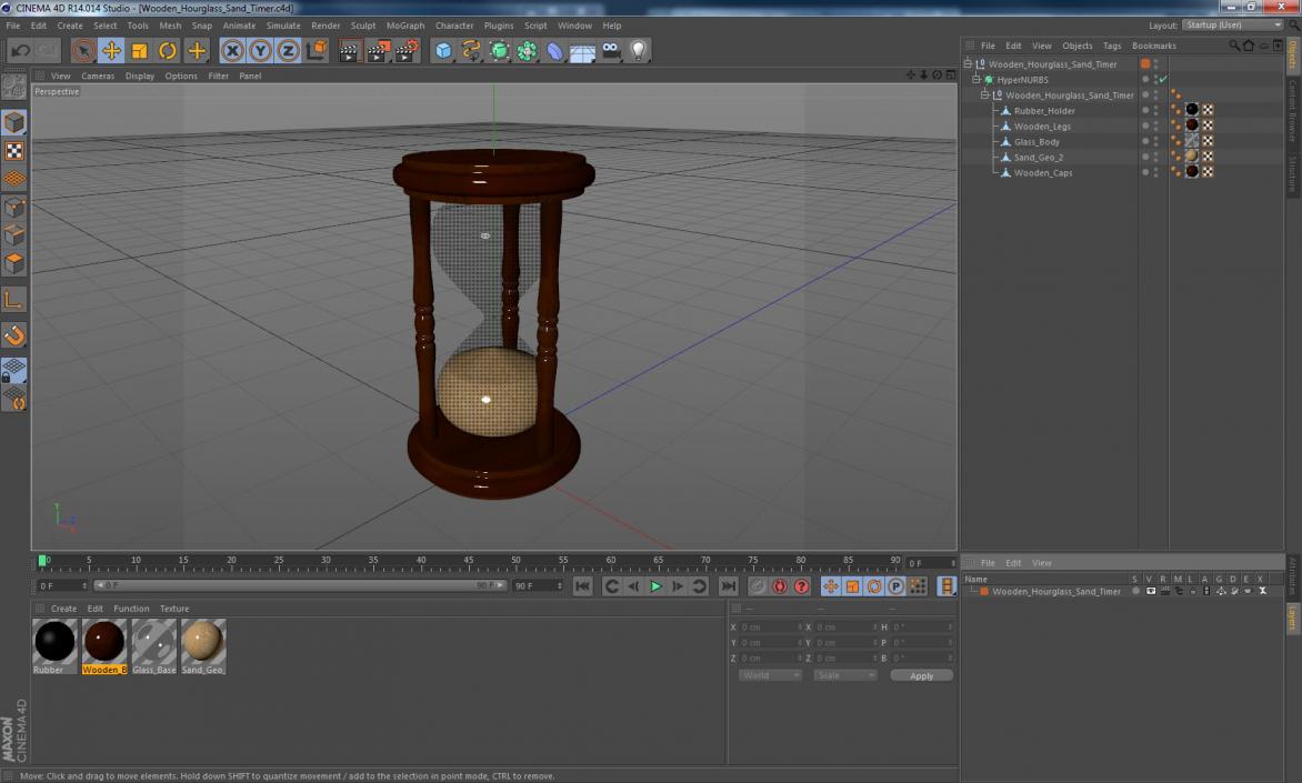 Wooden Hourglass Sand Timer 3D