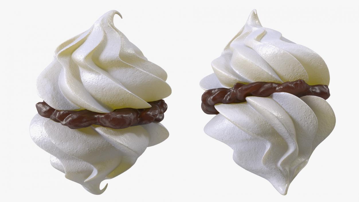 White Meringue Kisses with Chocolate Filling 3D model