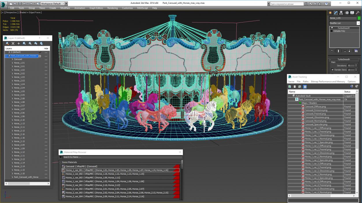 3D model Park Carousel with Horses