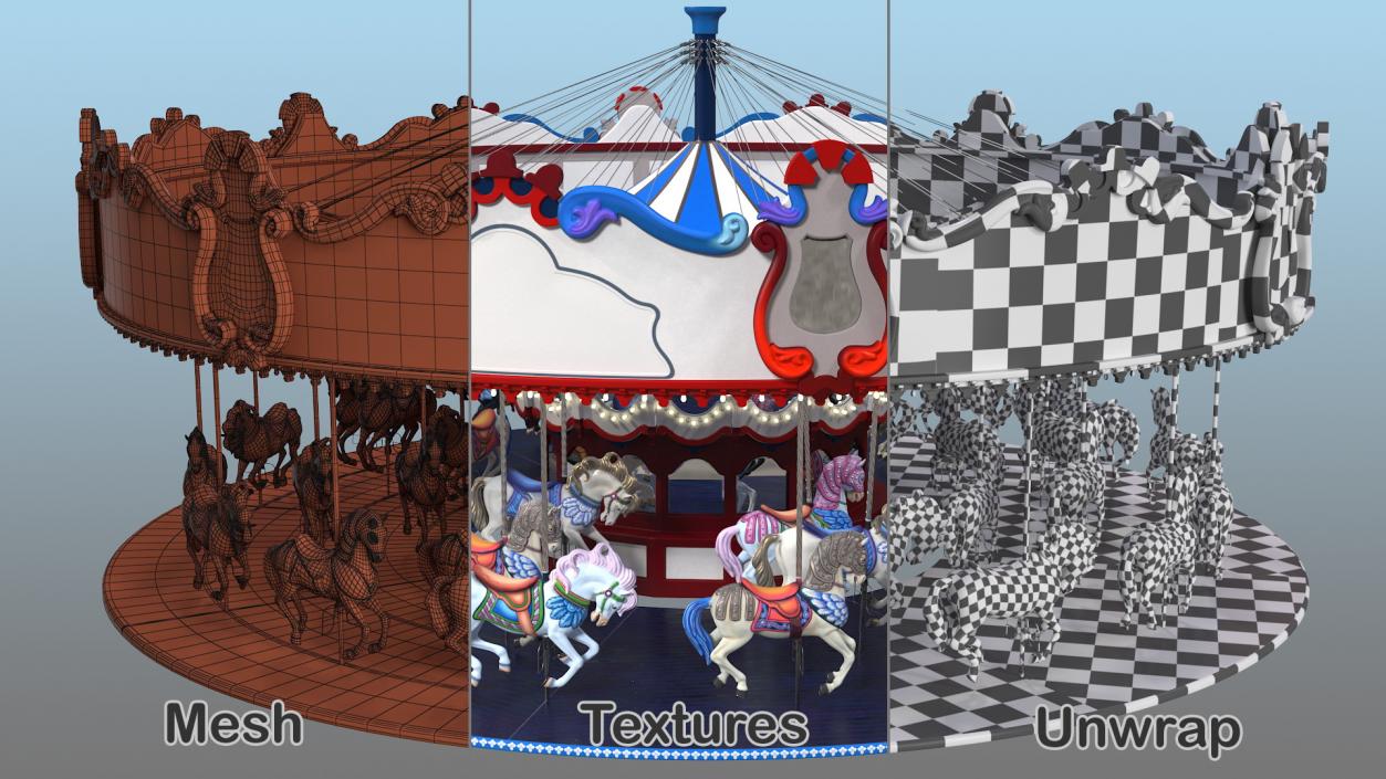 3D model Park Carousel with Horses