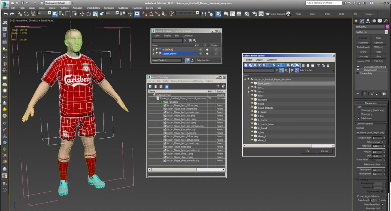 3D model Soccer or Football Player Liverpool