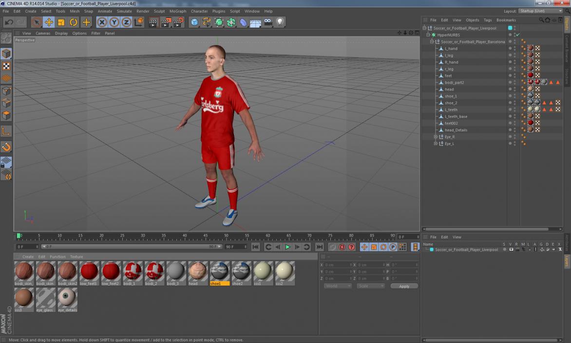 3D model Soccer or Football Player Liverpool