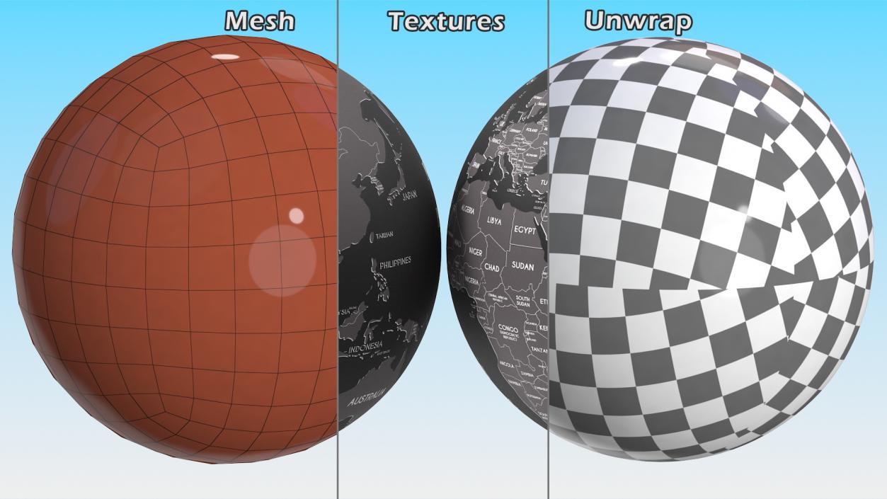 Black World Globe 3D