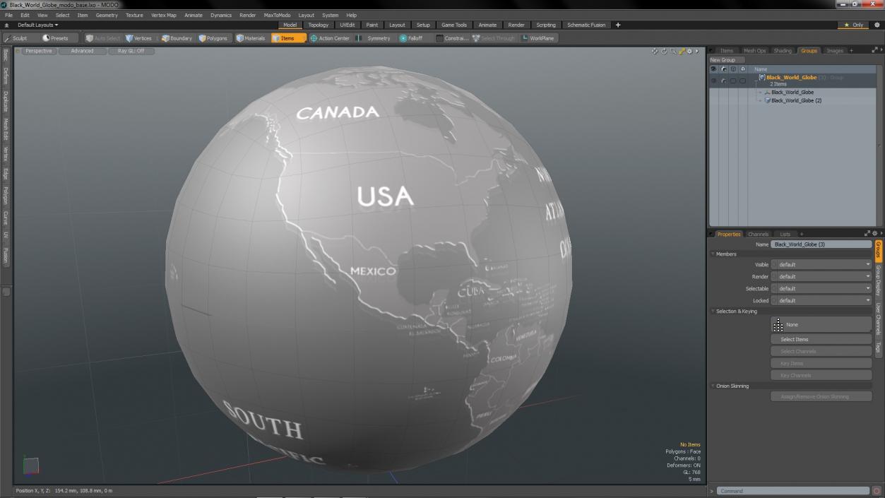 Black World Globe 3D