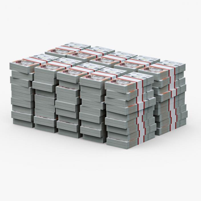 Stacked UK 10 Pounds Currency Bundles 2 3D model