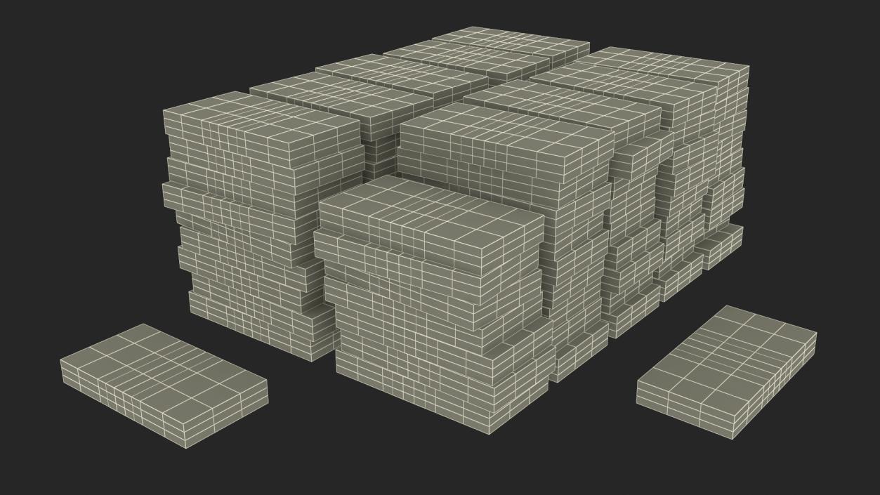 Stacked UK 10 Pounds Currency Bundles 2 3D model