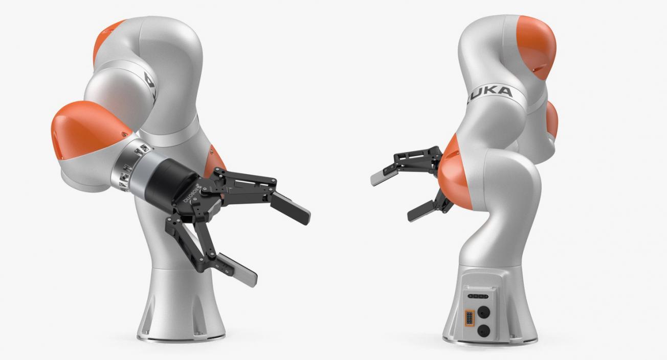 Kuka Robot with Two Finger Gripper Robotiq Rigged 3D model