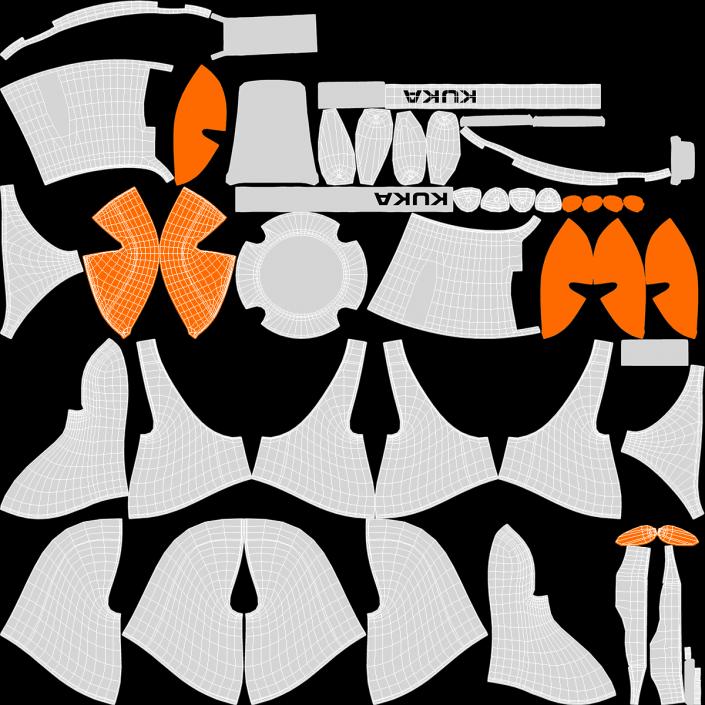 Kuka Robot with Two Finger Gripper Robotiq Rigged 3D model