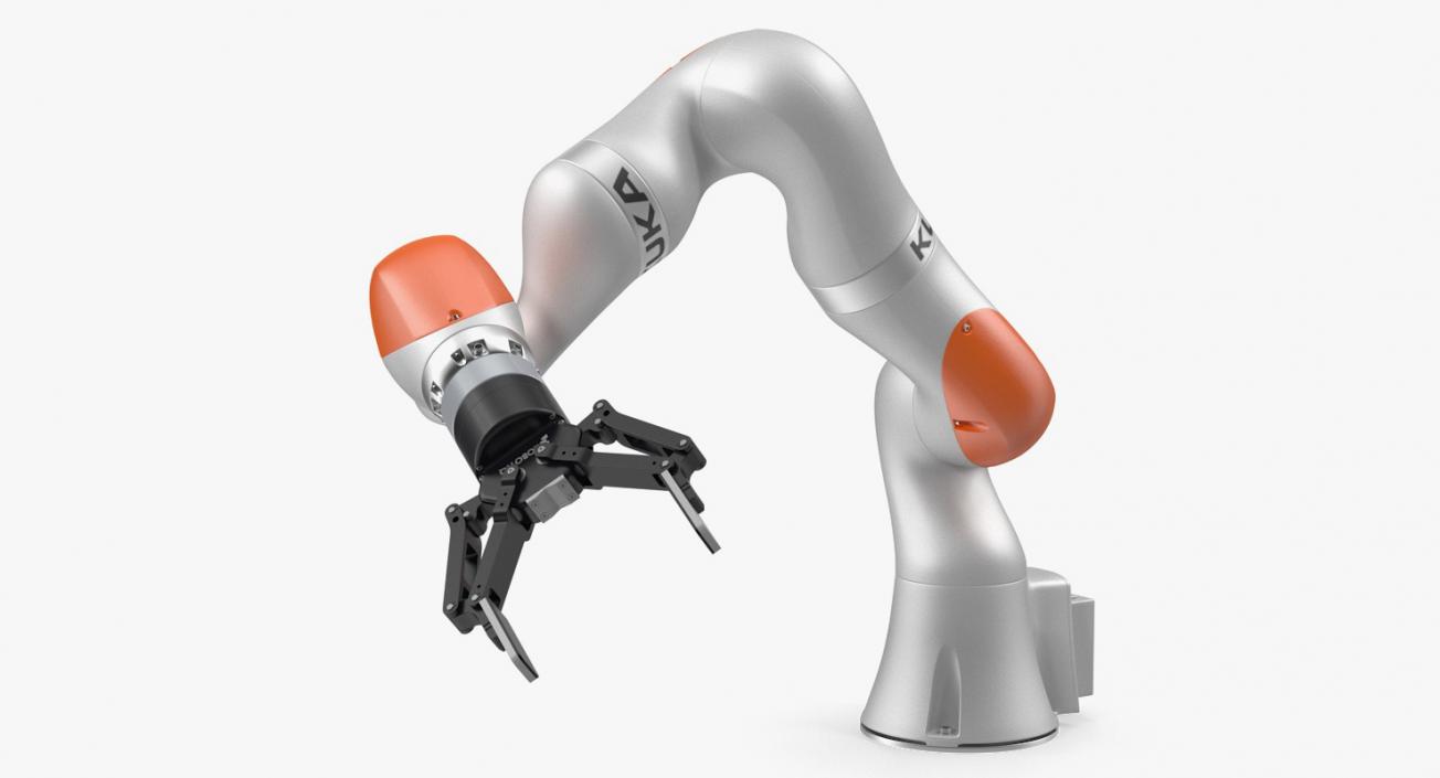 Kuka Robot with Two Finger Gripper Robotiq Rigged 3D model