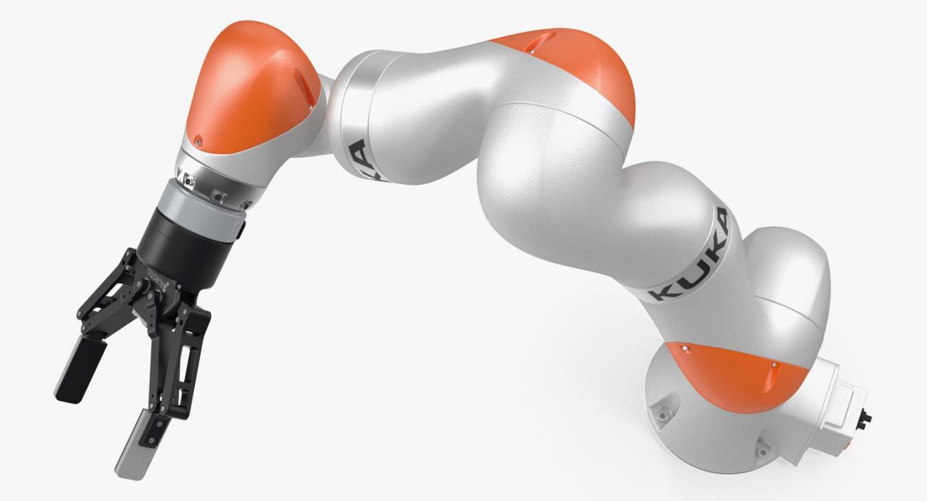 Kuka Robot with Two Finger Gripper Robotiq Rigged 3D model