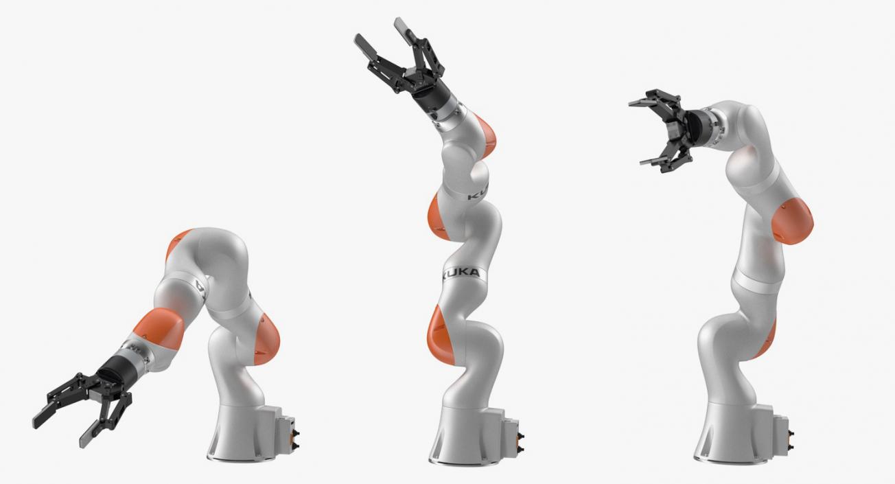 Kuka Robot with Two Finger Gripper Robotiq Rigged 3D model