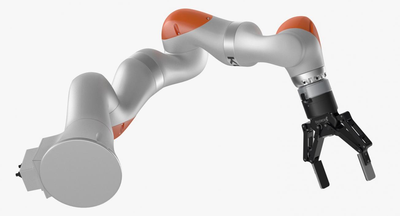 Kuka Robot with Two Finger Gripper Robotiq Rigged 3D model