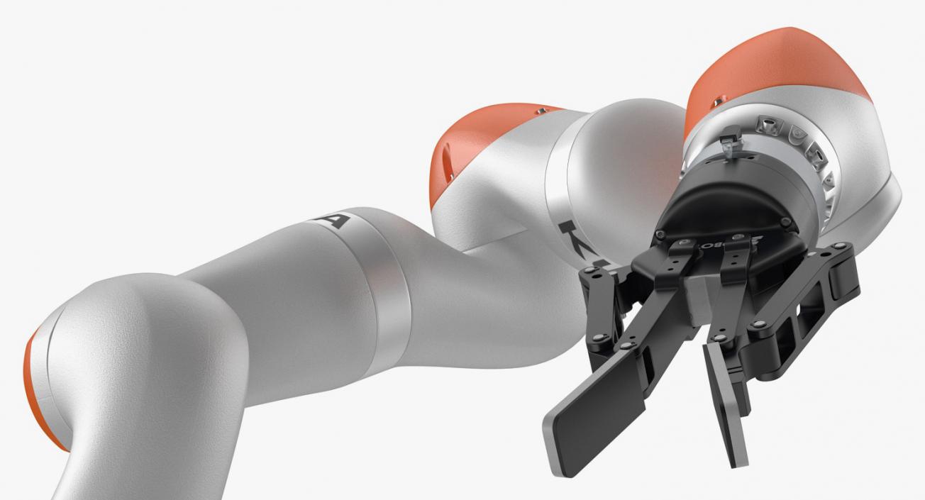 Kuka Robot with Two Finger Gripper Robotiq Rigged 3D model