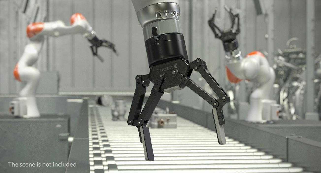 Kuka Robot with Two Finger Gripper Robotiq Rigged 3D model