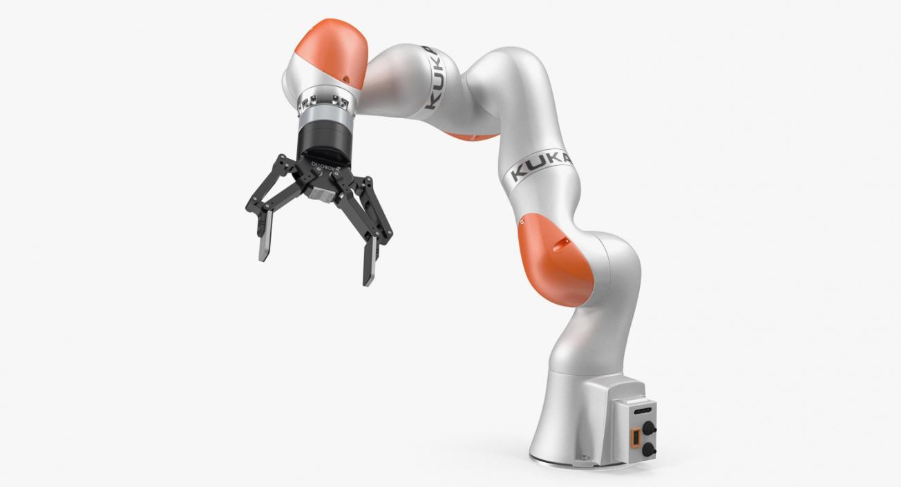 Kuka Robot with Two Finger Gripper Robotiq Rigged 3D model